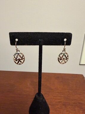 Sterling Openwork Oval Drop Earrings - Silver